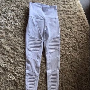 Alo White Moto Leggings